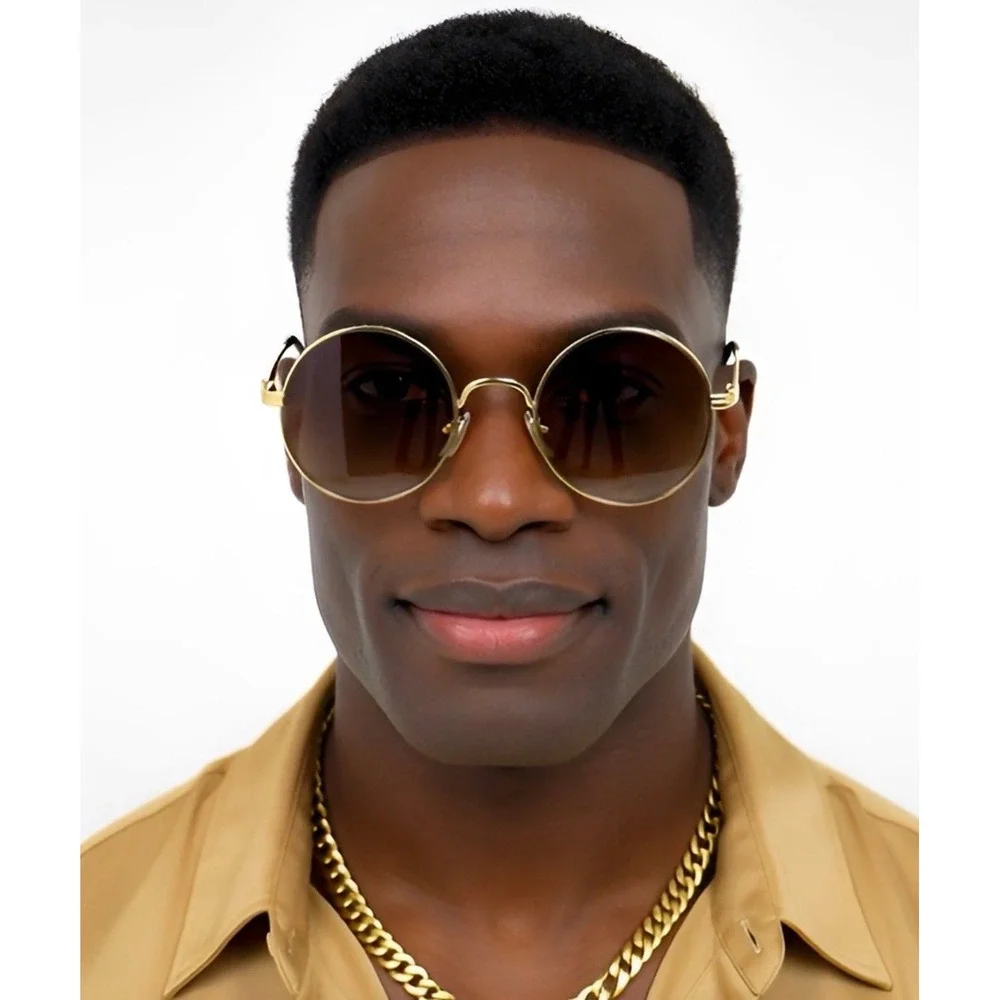 Brown Lens Sunglasses Fashion Cholo Style Retro UV400 Protection Men Lentes New‎